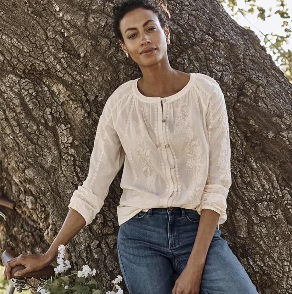 Nwt J.JIll Light Pink Embroidered Women's Button-Front Top